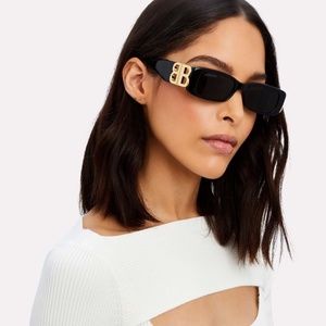 Balenciaga BB0096S 001 Black Gold Gray Sunglasses